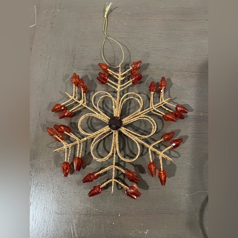Gold and Red Snowflake Ornament